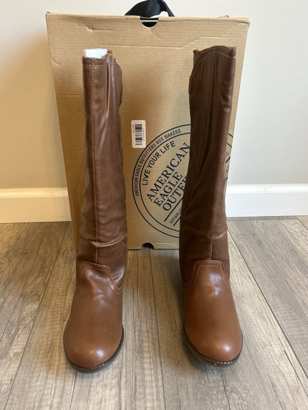 American Eagle Women’s Knee High Boots Brown Riding Size 7 New w Box Y2K Classic - Picture 3 of 12
